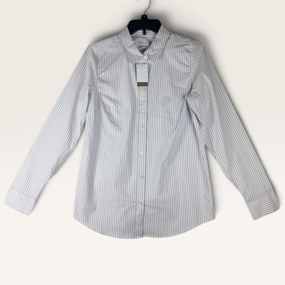 J. Jill Perfect Shirt Women ST Small Tall Bluebell Striped Button Up NWT